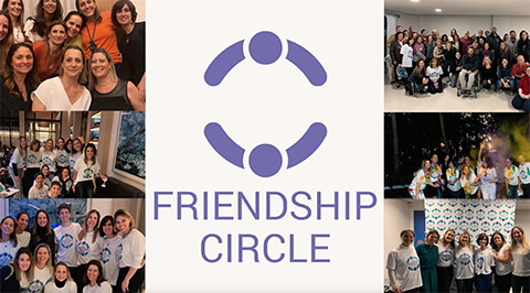 Imagem com fotos de todos do Friendship Circle para capa do vídeo institucional.